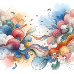 Abstract wavy background in watercolor style for vintage design