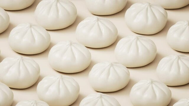 Chinese food steamed stuffed bun baozi, 3d rendering.
