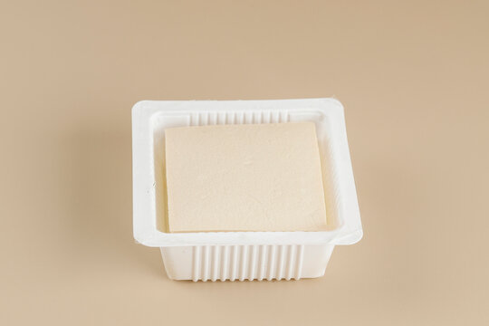 Silk Smooth Tofu or Tahu Sutra on Plastic Supermarket Packaging.