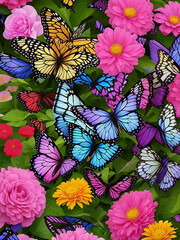 A very beautiful photo of Butterflies Flower wallpaperGenerative AI