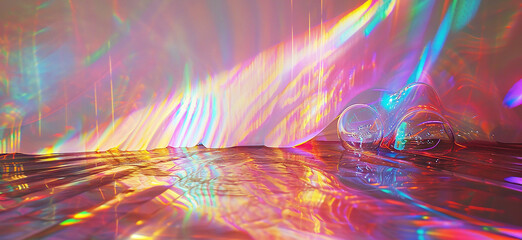 An Abstract Background with Rippling and Shiny Rainbow Colors