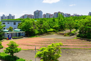 新緑の六甲アイランド　神戸市東灘区にて