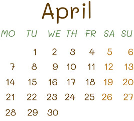 2025 Calendar - April