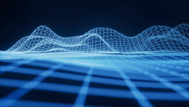 Digital space with glowing lines, 3d rendering.