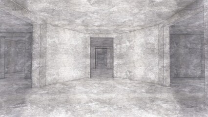 Fototapeta na wymiar alone in the backrooms liminal space 3d render 