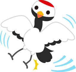 足を滑らせる鶴のキャラクター