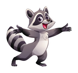 Cheerful raccoon cartoon vector illustration. Happy raccoon isolated on white background © YG Studio