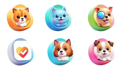 Obraz premium set of icons with faces of pets