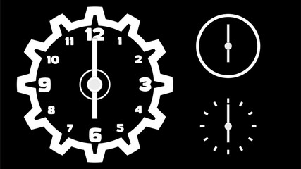 Clock icon, minimal style. arrow show number. on the black background
