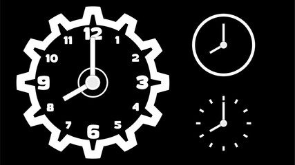 Clock icon, minimal style. arrow show number. on the black background