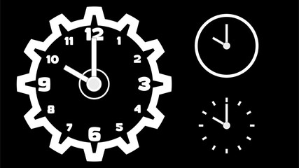 Clock icon, minimal style. arrow show number. on the black background
