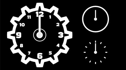 Clock icon, minimal style. arrow show number. on the black background