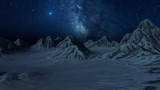 Mountains landform outdoors at night, 3d rendering.