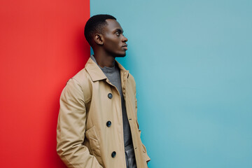 Fototapeta premium fashion young man giving pose studio colored background