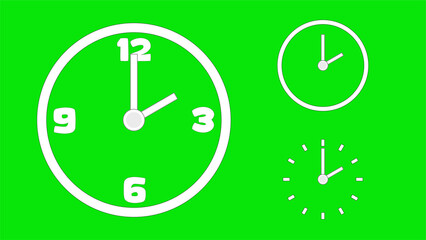 Clock icon, minimal style. arrow show number. on the green background
