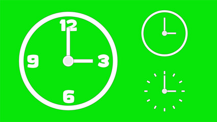 Clock icon, minimal style. arrow show number. on the green background