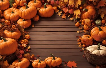 Naklejka na ściany i meble Fall pumpkins background 