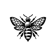 Professional black and white bee logo, suitable for a variety of industries. Minimalistic aesthetic, isolated on a white background. Silhouette icon of a wasp. simple logo of a honeybee.