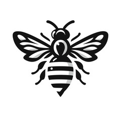 Professional black and white bee logo, suitable for a variety of industries. Minimalistic aesthetic, isolated on a white background. Silhouette icon of a wasp. simple logo of a honeybee.