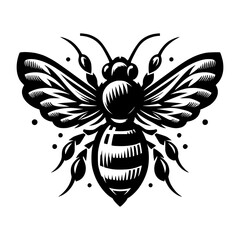 Professional black and white bee logo, suitable for a variety of industries. Minimalistic aesthetic, isolated on a white background. Silhouette icon of a wasp. simple logo of a honeybee.