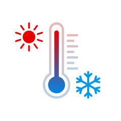 Thermometer with sun and snowflake icon