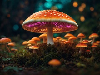 Fototapeta premium red mushroom in the forest toadstool, autumn, red, nature, 