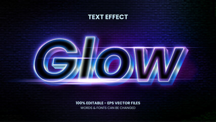 Editable Glow Text Effect Template - obrazy, fototapety, plakaty