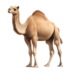 Portrait of a camel full body side view, isolated on white background
