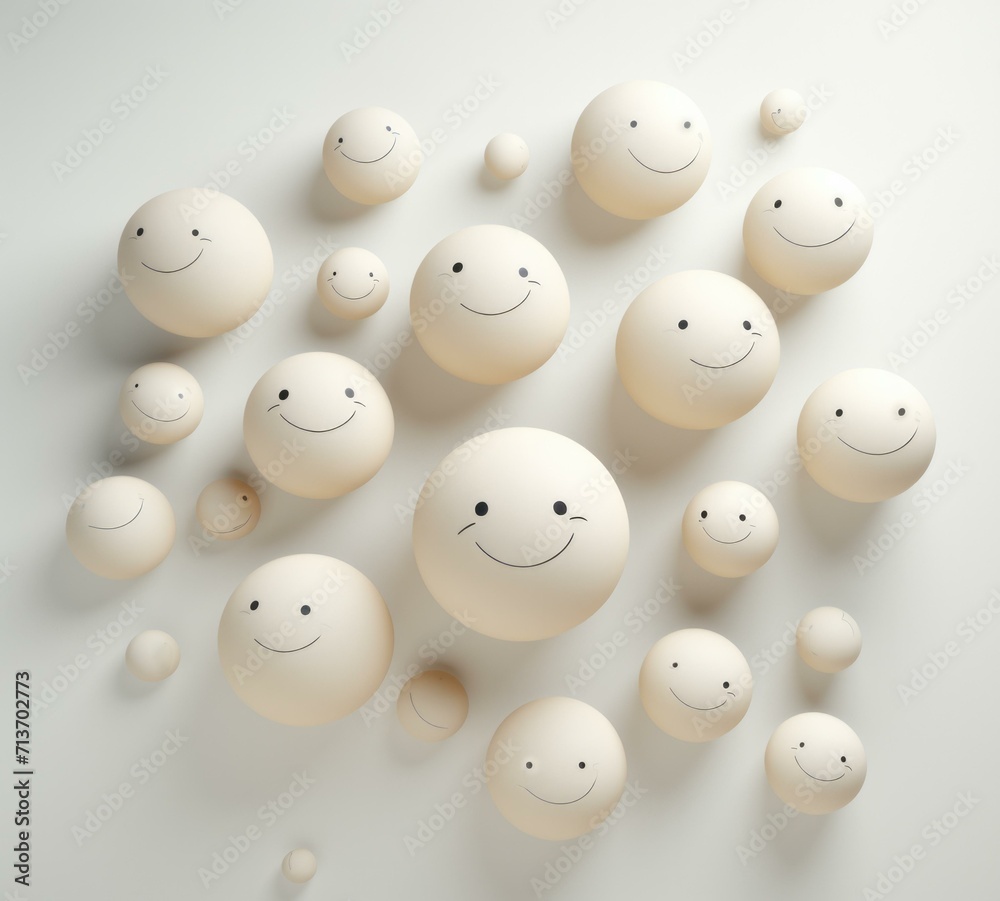 Sticker A circle of cheerful smiling faces brings joy and happiness. Generative AI.