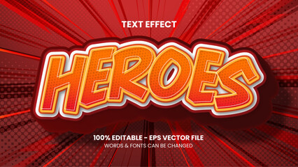 Editable Comic Heroes Text Effect Template