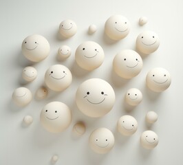 A circle of cheerful smiling faces brings joy and happiness. Generative AI.