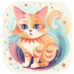 colorful cute cat illustration17