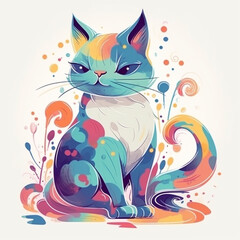 colorful cute cat illustration18