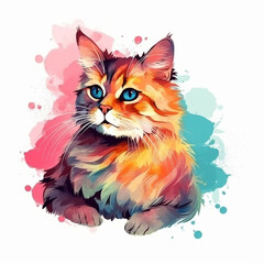 colorful cute cat illustration21