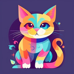 Obraz premium colorful cute cat illustration29