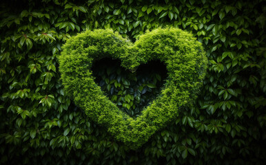 heart shaped green hedge that made a small heart, in the style of nature