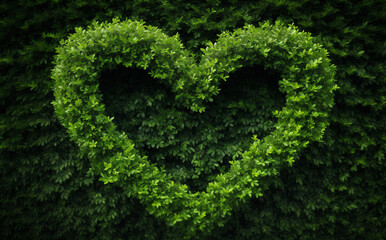heart shaped green hedge that made a small heart, in the style of nature - obrazy, fototapety, plakaty