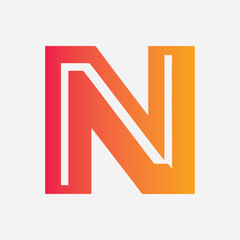N letter Logo gradient colorful design illustration logo template design, flat design letter n logo template