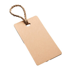 Paper price tag for hanging on a product isolated on transparent background