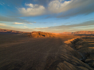 Aerial View, Sunset, Kingston Mountain Range, Inyo County, California, Mountainous, Sunset Glow
