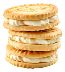Baked biscuits stuffed with milk cream isolated. - obrazy, fototapety, plakaty