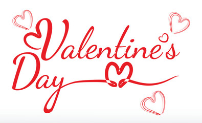 Lettering Happy Valentine's day poster or template on white background. Vector illustration