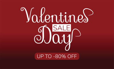 Happy Valentine's day poster or voucher  template. lettering on red background. Vector illustration