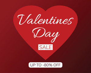 Happy Valentine's day sale header or voucher template with hearts. red heart frame on dark red background.  Vector illustration