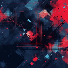 Naklejka premium Abstract art red and blue