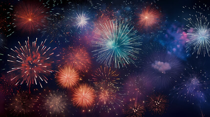 Fototapeta premium Fireworks background for celebration, holiday celebration concept
