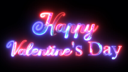 Glowing neon text happy valentines day background. Suitable for valentine's day greeting card. Romantic valentine's day background