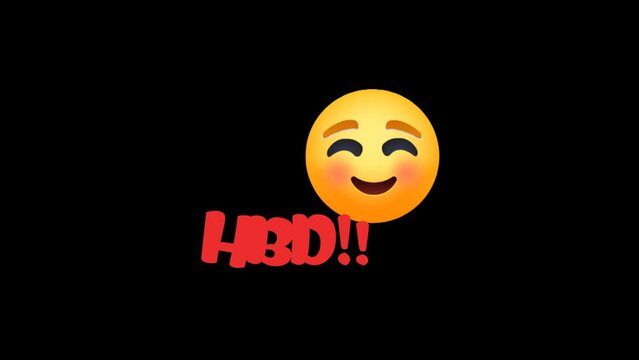 Emoji Text Animation with happy birthday text and happy expression Emoji