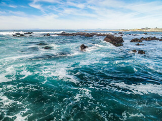 California Coastline Waves Crashing on Rocks 