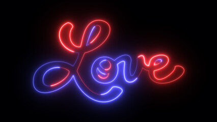 Bright neon text love background. Suitable for valentine's day greeting card. Romantic valentine's day background 